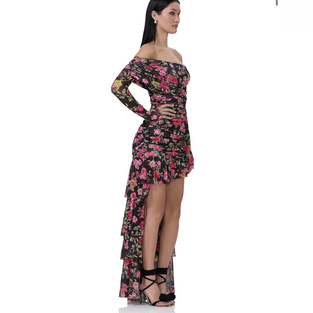 AFRM floral Ruched Off-Shoulder Gown size small